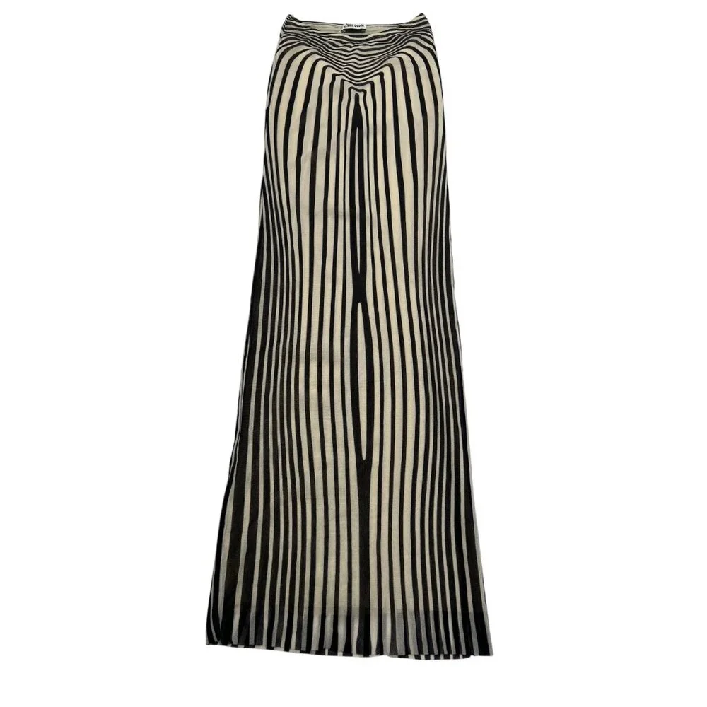 Jean Paul Gaultier Body Morphing Maxi Skirt in Ecru Navy - Picture 2 of 6